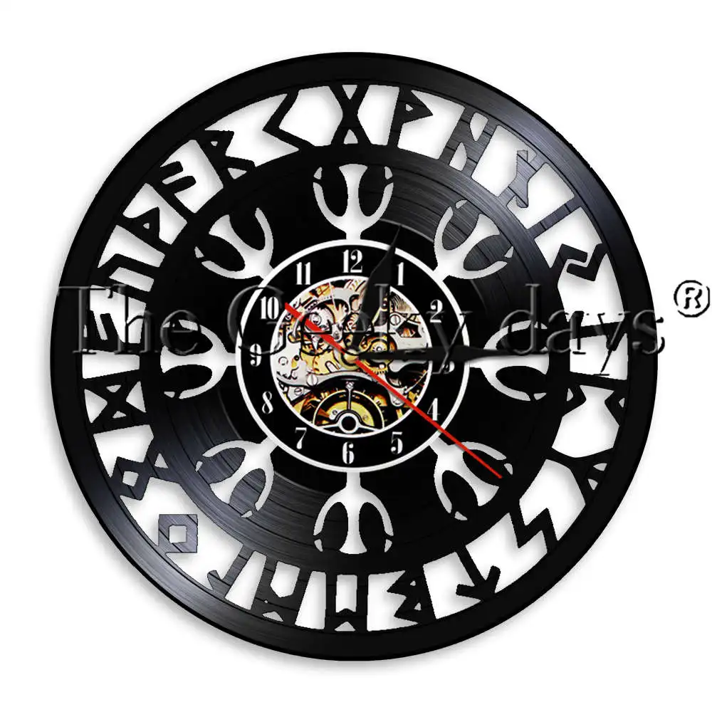 1 шт., светодиодный ночной Светильник Viking Compass, Виниловая пластинка, настенные часы, таинственный символ, скандинавский талисман, настенные часы, декоративный светильник ing