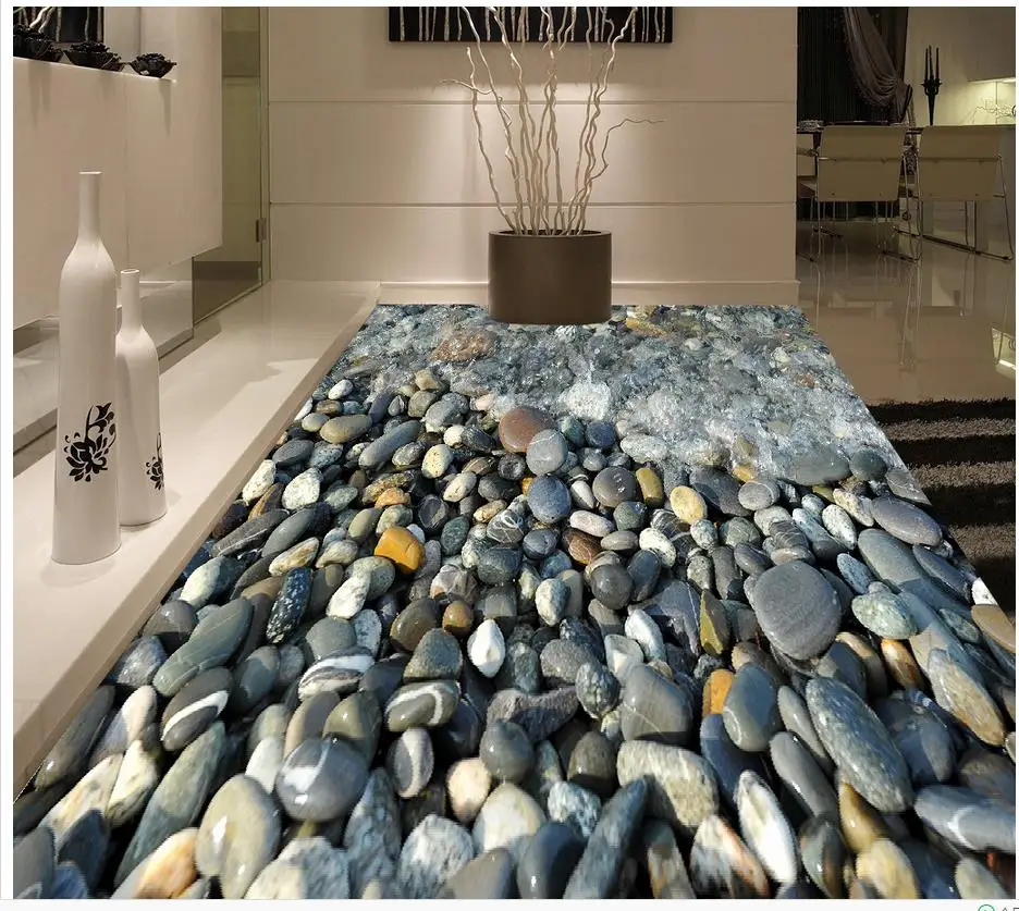 3D Пол нескользящий водонепроницаемый самоклеющийся ПВХ обои брызг воды булыжник