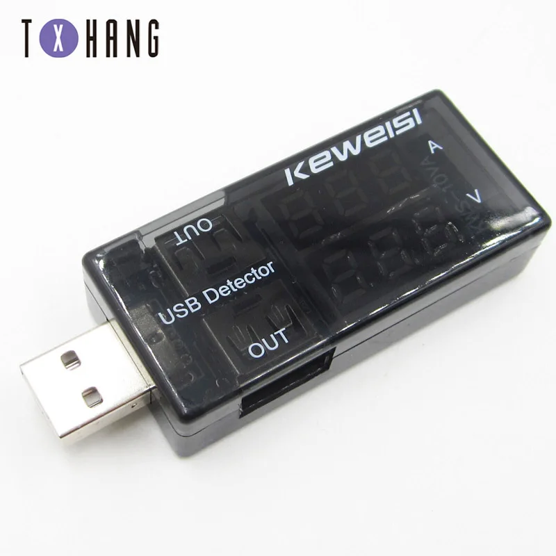 Измерительный мультиметр для USB-устройств с LCD-дисплеем и функцией определения напряжения, тока, емкости, зарядки и подключения к Power Bank.