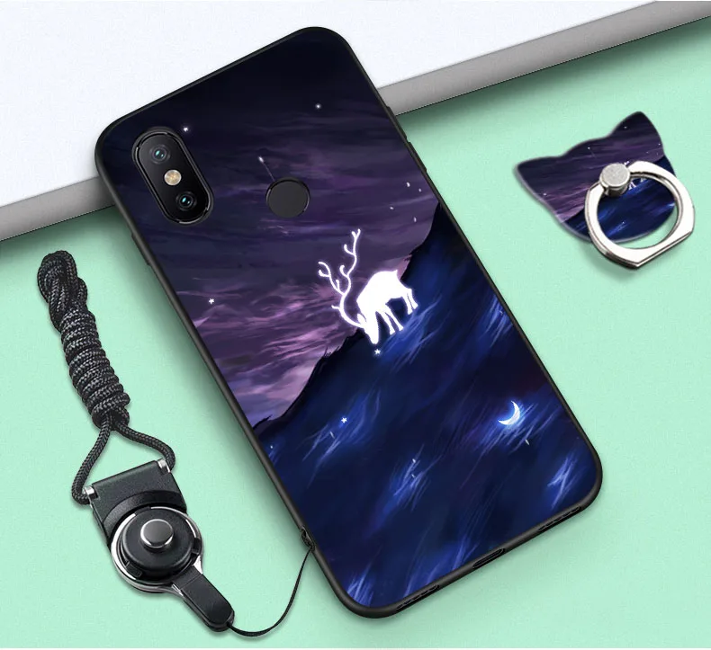 Xiaomi Mi A2 Case Luxury Slim Black Frame Cartoon Painted Soft TPU Back Cover For Silicone #VA | Мобильные телефоны и