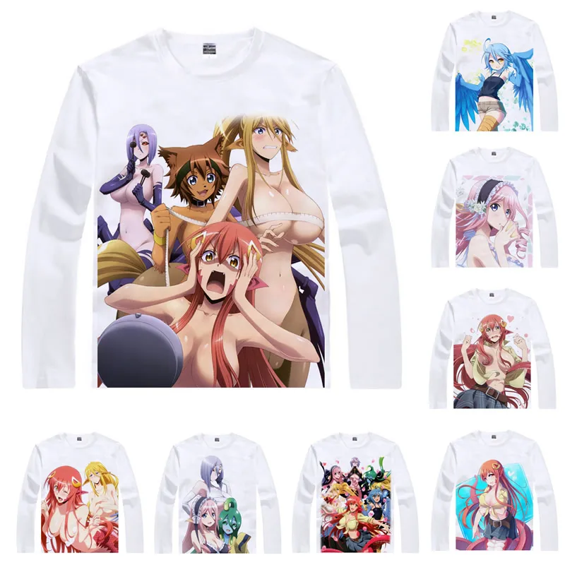 Coolprint Футболка с изображением в стиле аниме монстрами футболки Musume мульти стиль