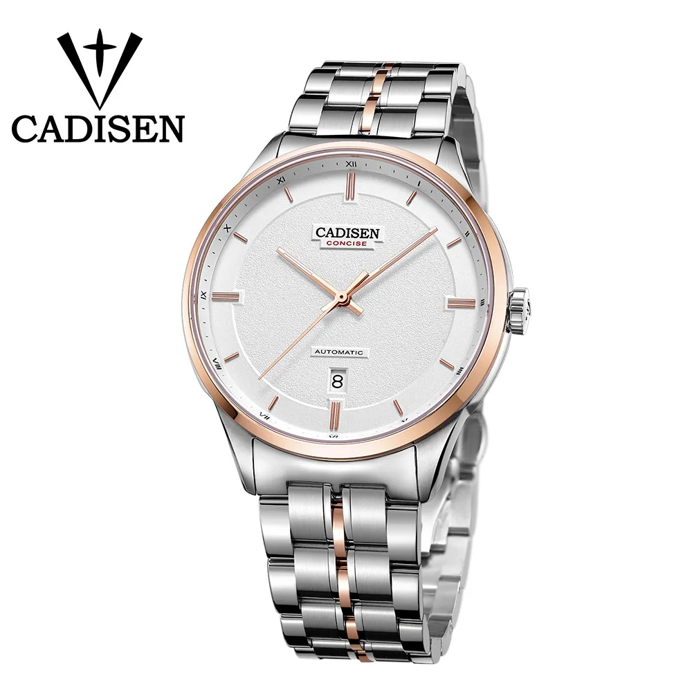 white CADISEN, мужские часы, автоматические, механические, для ролевых, с датой, светящиеся, модные, люксовый бренд, водонепроницаемые, мужские часы, Hombre, Relogio Masculino - Цвет: white