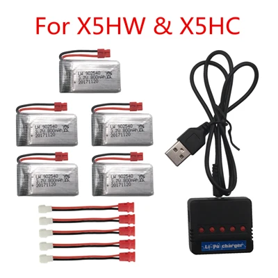 Limskey 800mAh 3,7 V LiPo батарея+ USB зарядное устройство для SYMA X5C X5 X5SW X5HW X5HC RC Дрон Квадрокоптер запасные части батареи - Цвет: Зеленый