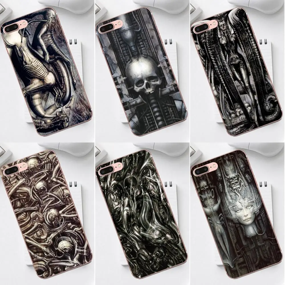 Qdowpz Hr Giger мягкий чехол для телефона из ТПУ Galaxy Alpha Core Prime Note 4 5 8 S3 S4 S5 S6 S7 S8 S9 mini edge