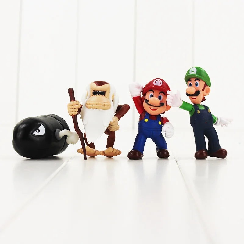 7 шт./лот Super Mario Bros пити Пиранья Луиджи гриб жаба ПВХ Рис игрушки