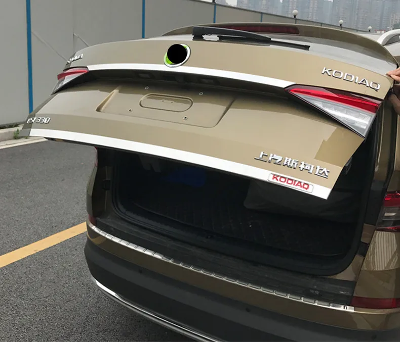 Для 2017 2018 skoda kodiaq car rearguards багажник задний ящик отделка защита блёстки авто