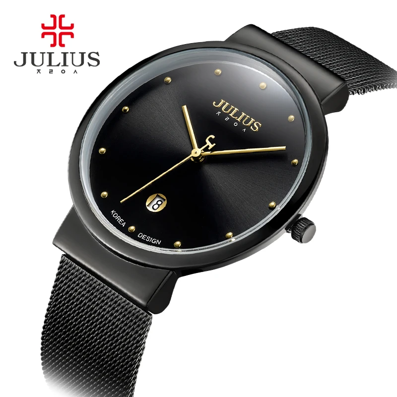 JULIUS JA 426 мужские серебряные золотые коричневые черные сетчатые кварцевые