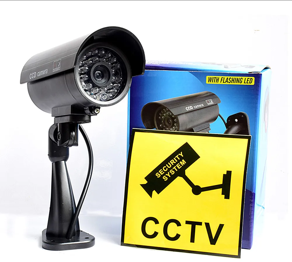 Моделирование Камера поддельные Камера безопасности CCTV Водонепроницаемая студийный фон с имитацией манок ИК светодиодный красный светодиодный манекен видеонаблюдения Камера