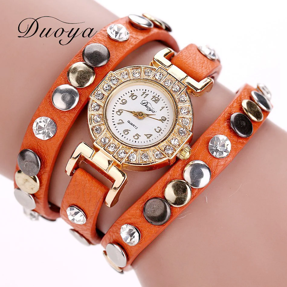 

Fashion Rivet Punk Style Bracelet Watch Women Watches Luxury Diamond Women's Watches Leather Ladies Watch Clock saat reloj mujer