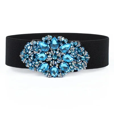 Diamond Waist Belt Decoration Flower Belt Large Diamond Girdle Ladies Fashion All-match New Wide Belt Brand Women