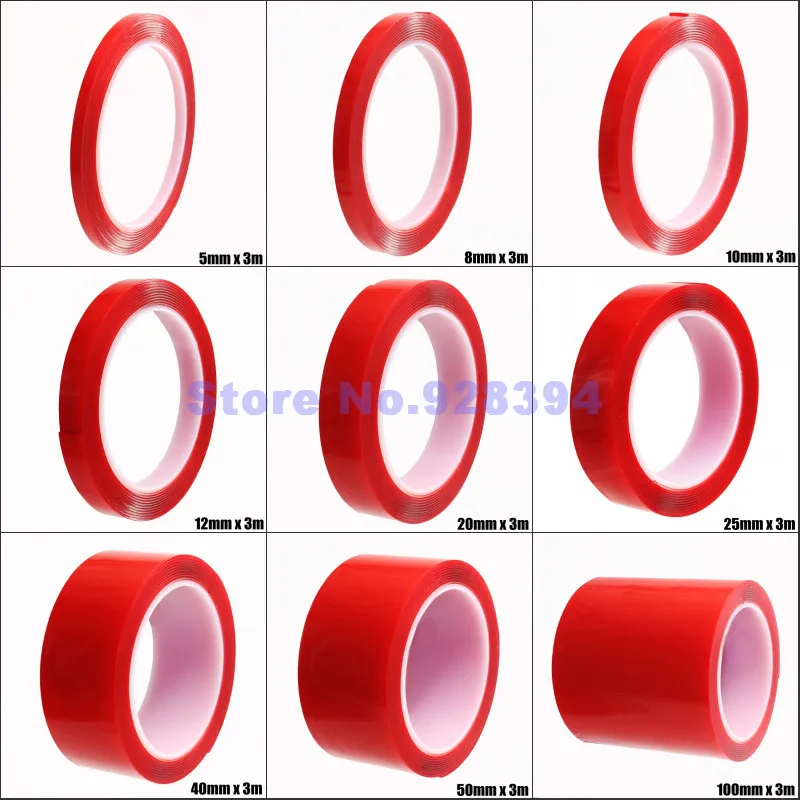 

(5-100 мм) каждый рулон, Двусторонняя прозрачная акриловая пенопластовая клейкая лента VHB, многофункциональная лента (толщина 1 мм), 3 метра