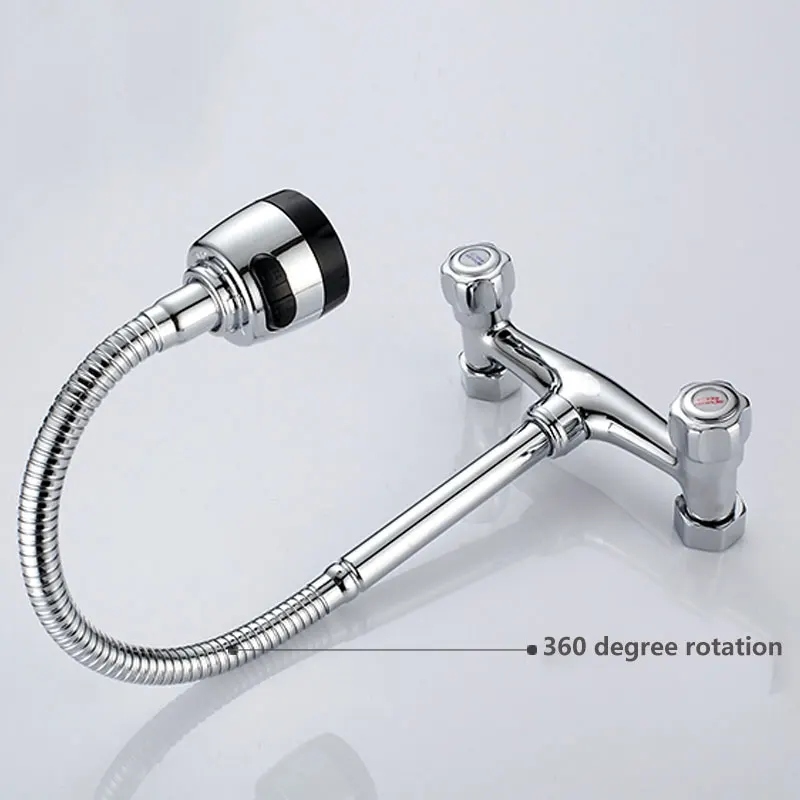 Настенный гибкий кухонный кран с двумя отверстиями смесители для раковины