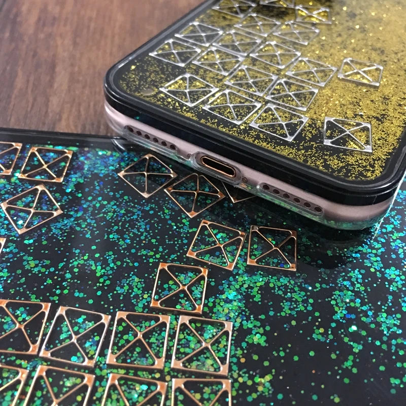 Kerzzil Glitter Flowing Liquid Tetris Hard Case For iPhone7 Phone Cover iPhone 6 6S Plus 7plus Stars Shining Back Capa |