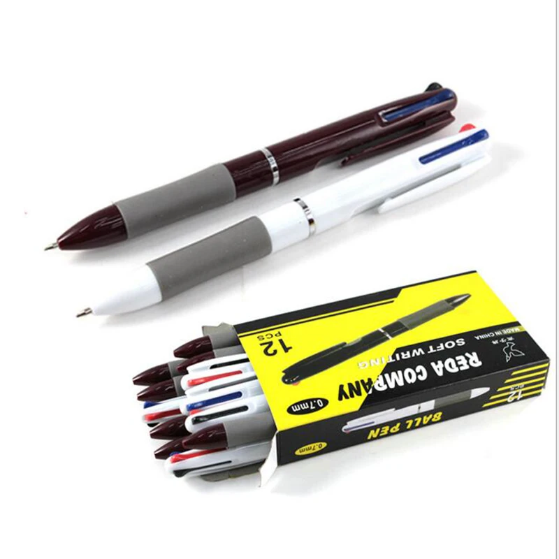 Разноцветные шариковые ручки 4 шт. 3 цвета в 1 ластик 0 7 мм канцелярские товары Canetas