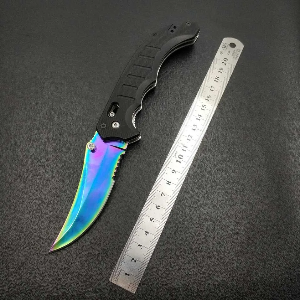 Fade color Дропшиппинг Тактический CSGO настоящий Складной флип-нож выцветает цвета лезвие Galaxy тактические выцветающие ножи для выживания набор - Цвет: Fade color
