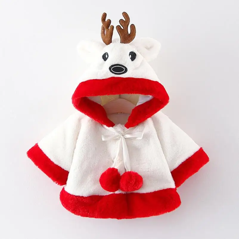 Рождественское флисовое пальто с капюшоном и рисунком из искусственного меха