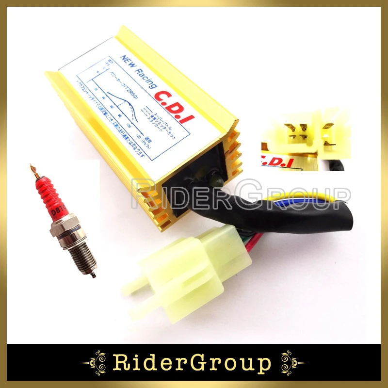 Золотая алюминиевая 6pin AC Зажигание CDI коробка красная D8TC Spark вилка для CG двигателя