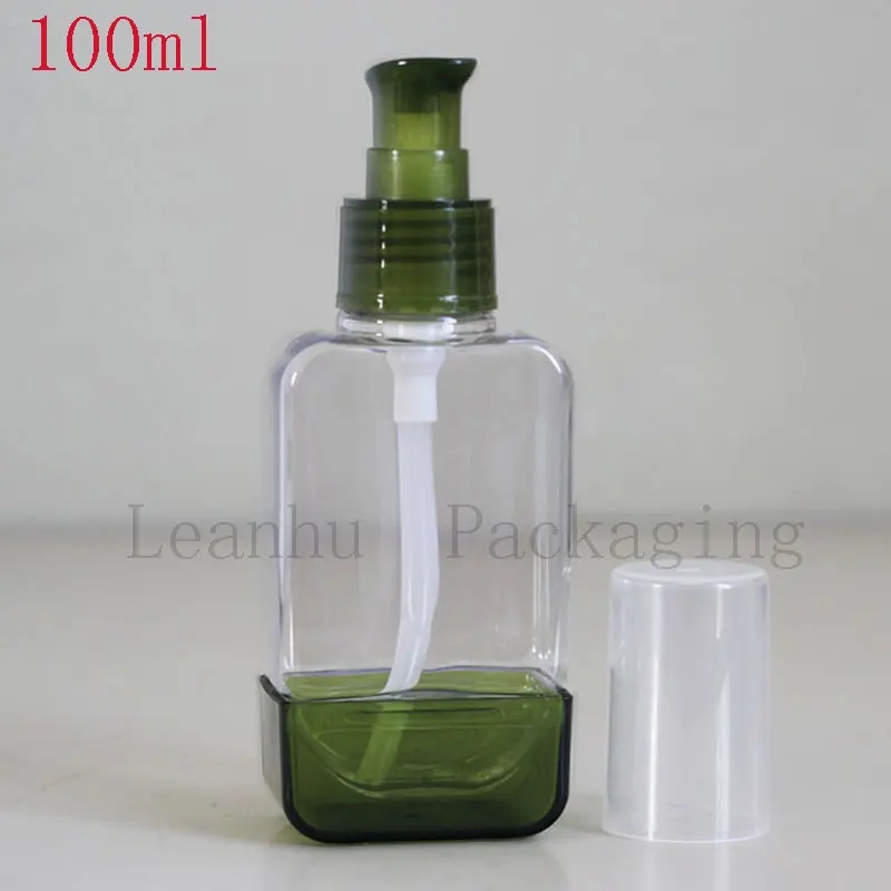 Green Plastic Lotion Cream Pump Bottle, Empty Cosmetic Containers, 100ML Refillable Emulsion, Body Lotion Container, Wholesale 30PC