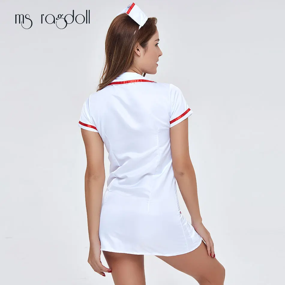 

ms ragdoll Nurse Uniform Cosplay Sexy Erotic Lingerie for Women Fantasias Costume Tempt V-Neck Dress Nightdress Role Play Suits