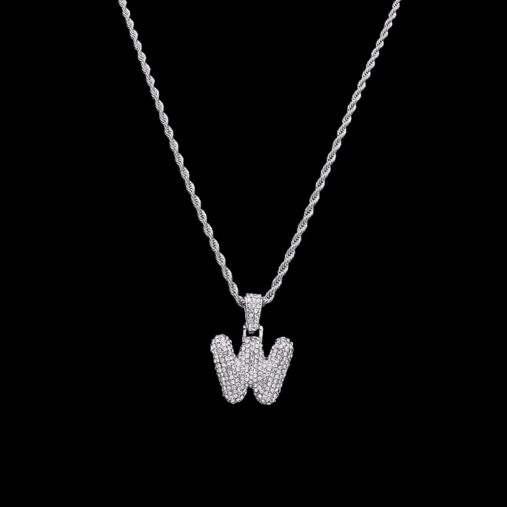 BXW пользовательские Пузырьковые буквы имя кулон Iced out Золото Серебро RoseGold горный