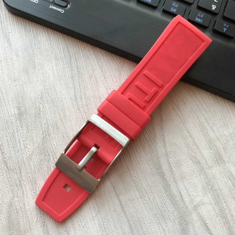 Ремешок силиконовый для наручных часов черный резиновый браслет с утолщенной