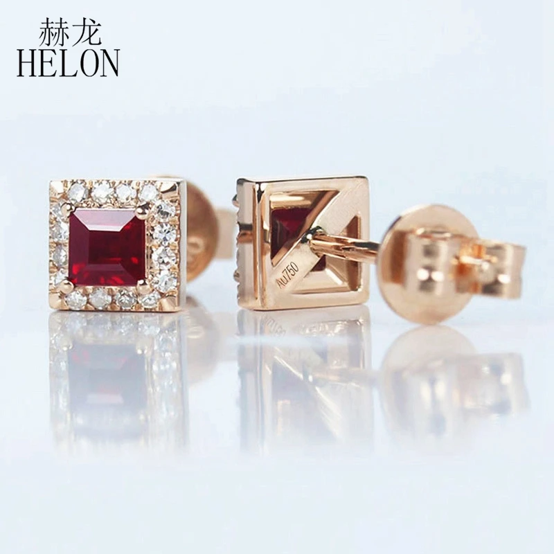 Женские серьги-гвоздики с натуральным Рубином однотонные серьги из розового