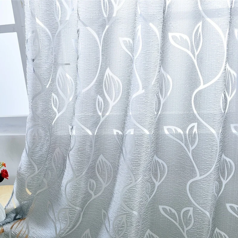 80 см * 200 решетки Пряжа Красота листьями Тюль Шторы окна Спальня полупрозрачные