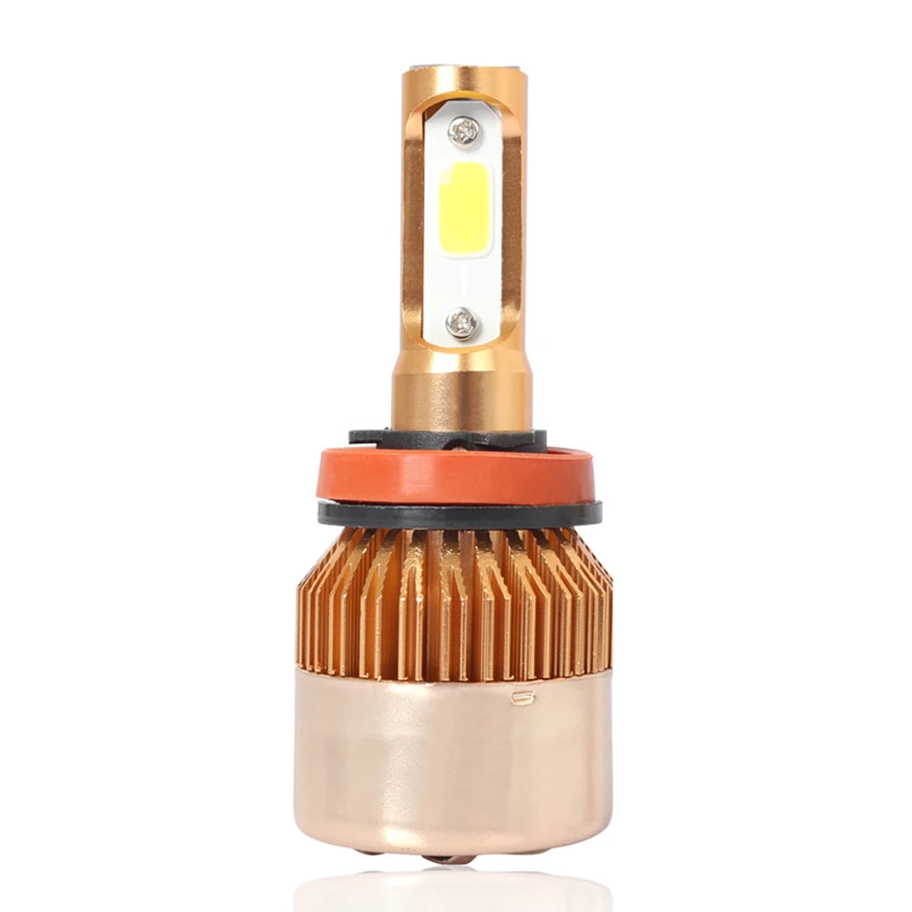 Лампа светодиодная автомобильная золотая 6500K 40 Вт COB H1/ H4/ H7/ H11|Передние LED-фары для