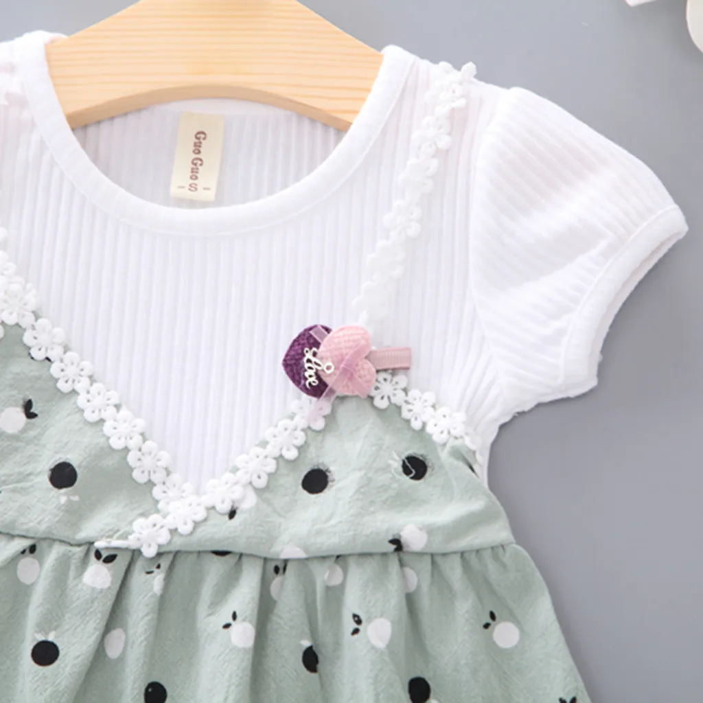 

Newborn Kids Baby Girls Short Sleeve Print Princess Party Pageant Tutu Dresses