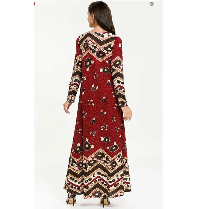 Flower Print Long sleeve Arab long dress clothes ankle for dubai kaftan anarkali frocks gowns retail Wholesale | Тематическая