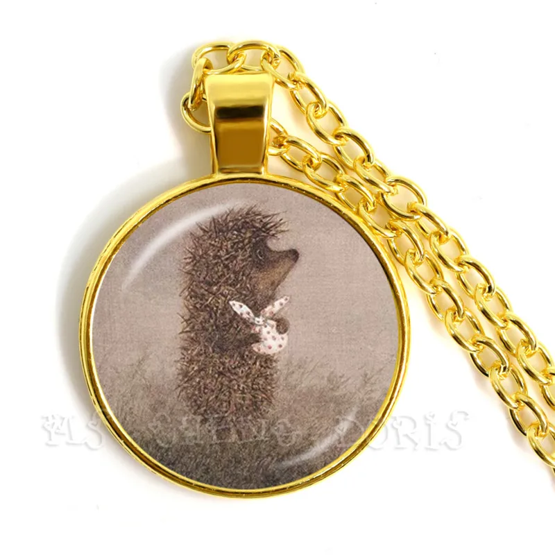Маленький Ежик в ожерелье цвета тумана 25 мм стеклянный купол милый кулон для