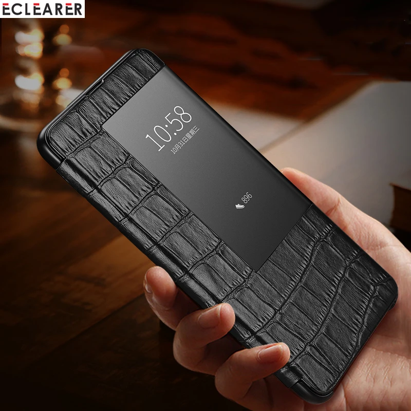 Умный флип-чехол с функцией автоматического сна для huawei mate 20/20 Pro/20 Lite, роскошный чехол из натуральной кожи с крокодиловым узором