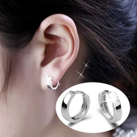 fashion hoop unisex silver plated earrings studs menwomens ear gift jewelry