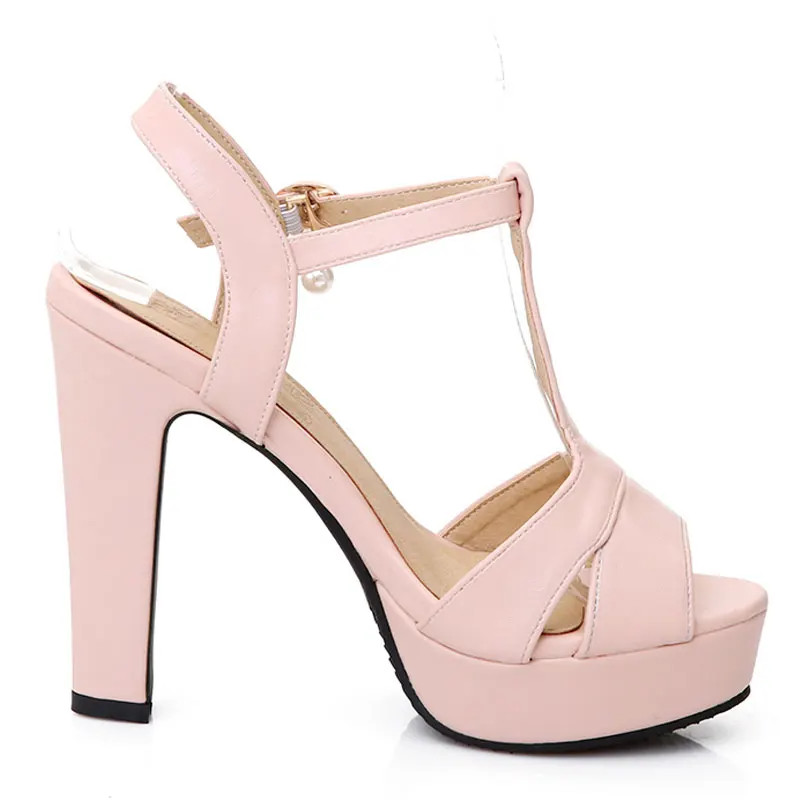 

Fanyuan 2021 Hot Summer Women Sandals Super High Heels Platform T Strap Crystal Party Shoes Square Heels Ladies Sandal Plus Size