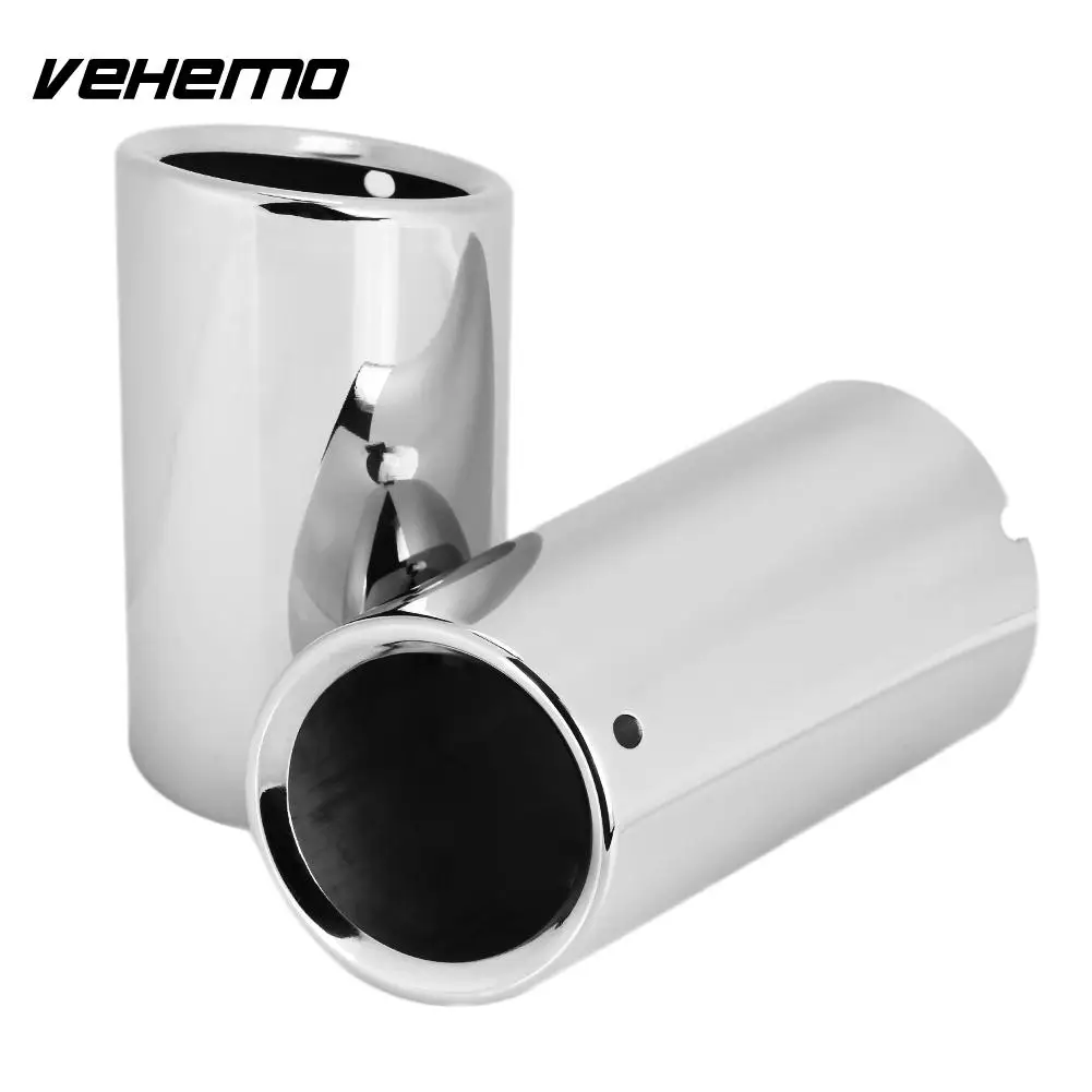 Vehemo 2 шт. хромированная выхлопная труба Шум снижение отработанный воздух