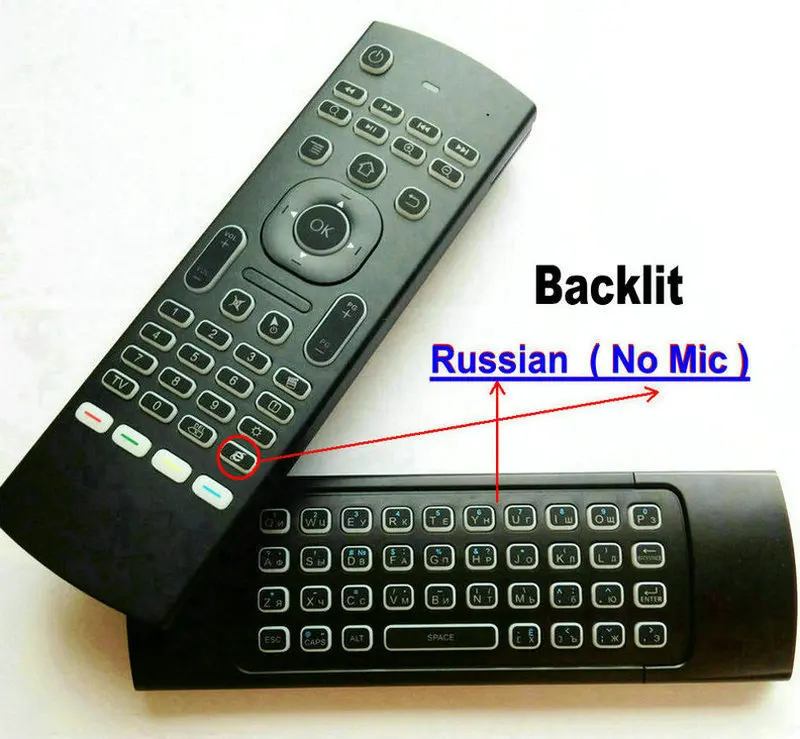 Tikigogo 2,4G MX3 Pro Клавиатура с подсветкой Air mouse русская Голосовая 5 IR обучающая для Android Smart tv Box ноутбук ПК Пульт дистанционного управления - Цвет: Russian No Mic