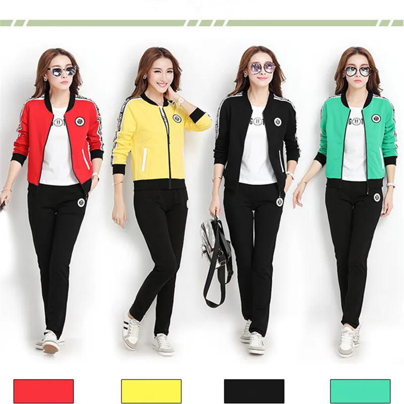 2019 весенний модный спортивный костюм для женщин комплект из трех предметов