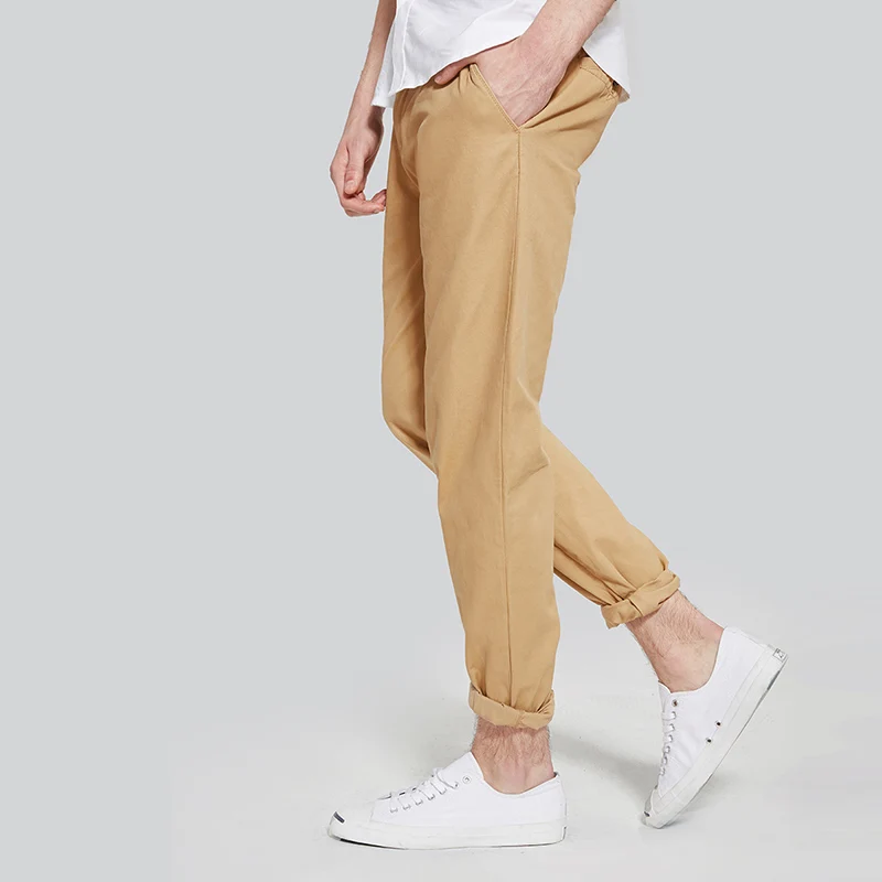 Markless осень г. Для мужчин Slim Fit Straight Брюки мужские модные повседневные штаны однотонные хлопковые бежевый Брюки простой CLA7858M