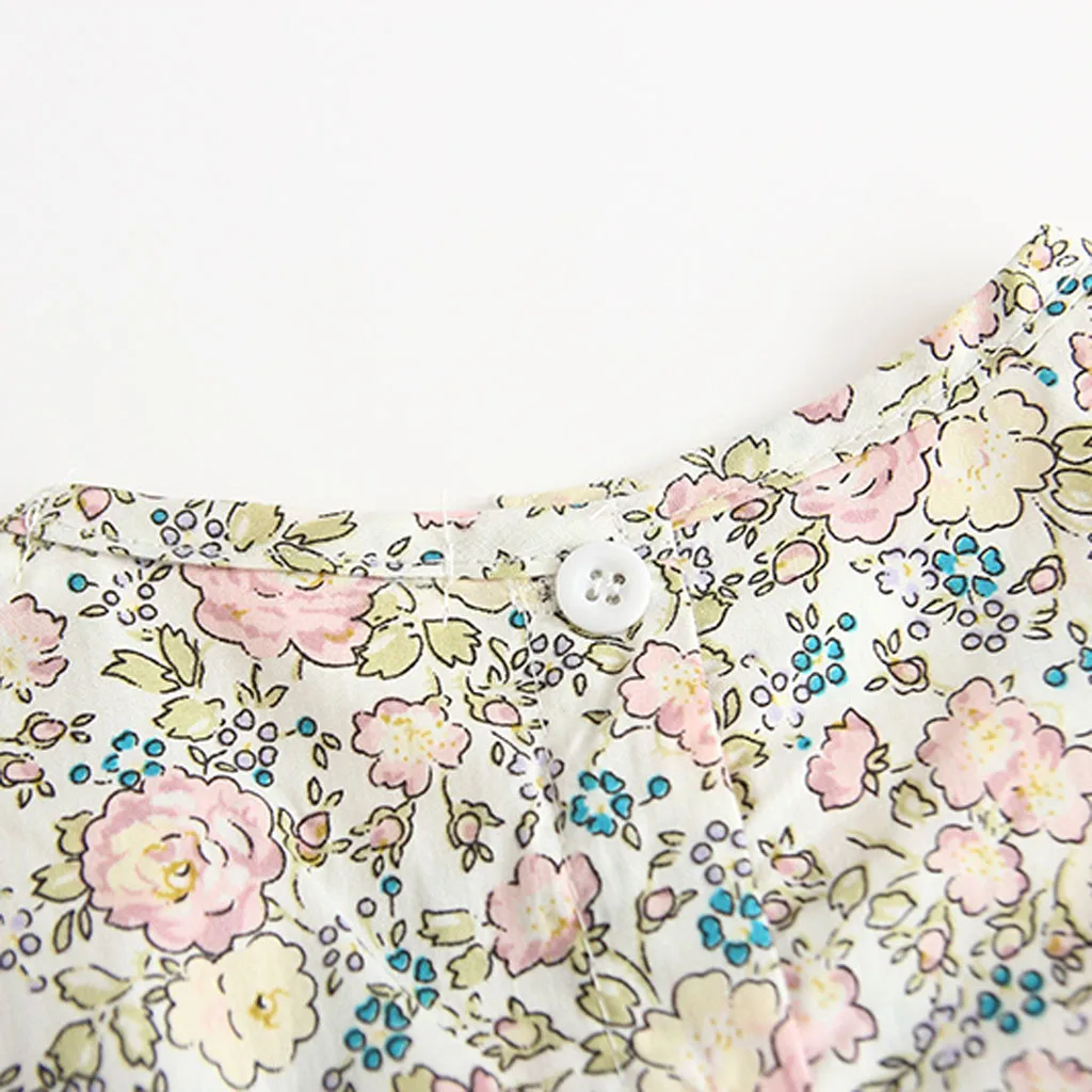Детское боди с коротким рукавом и цветочным принтом|Боди для малышек| |