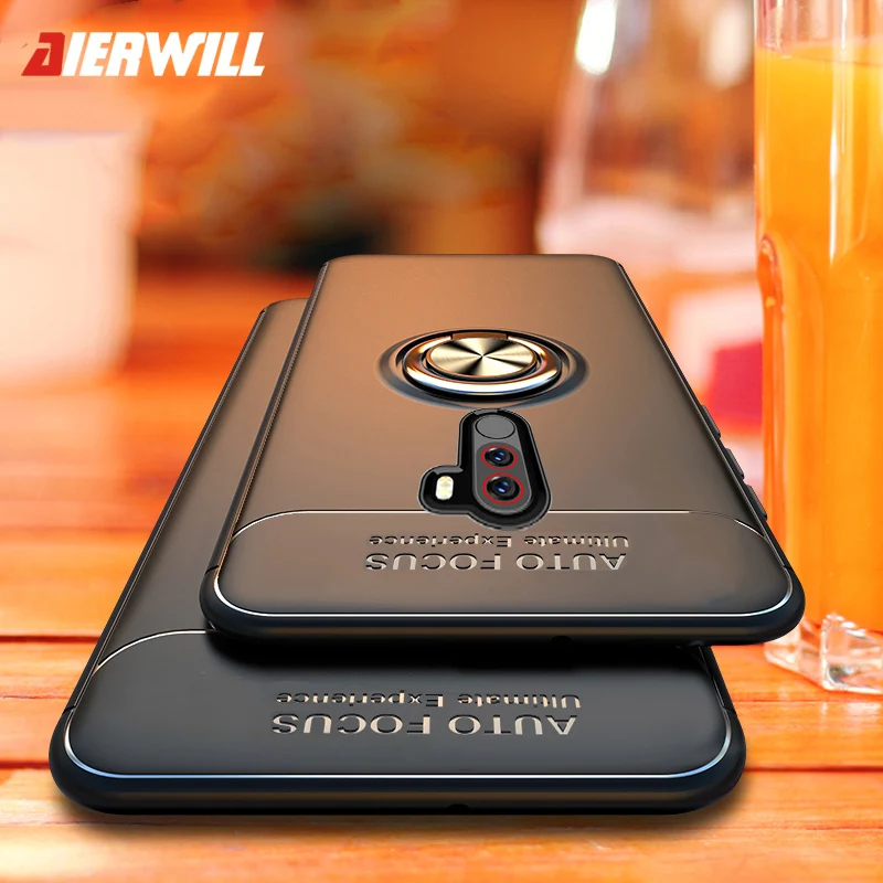 Shockproof Case For Pocophone F1 Finger Ring Magnet Matte tpu Silicone Cover Xiaomi PocoPhone case pocophon Poco | Мобильные