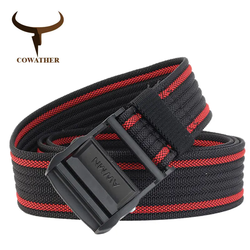 

COWATHER casual men belts luxury nylon belts for men military outdoor tactical male strap fashion design buckle waistband NY012