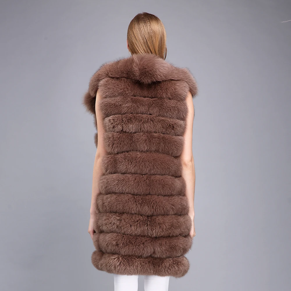 Real fox fur full pelt vest women with big collar long waistcoat natural new style silver | Женская одежда