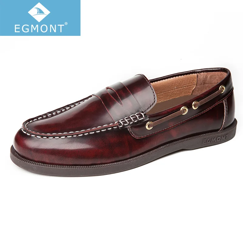 Egmont EG-89 Spring Summer Boat Shoes Mens Casual Loafers Genuine Leather Patent Solid Handmade Comfortable Breathable | Обувь