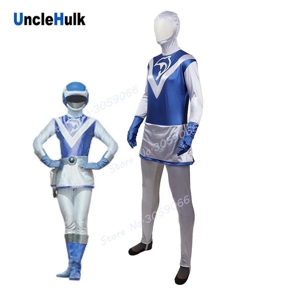 Choujuu Sentai Liveman синий Дельфин атласная ткань Косплей Костюм-с перчатками | UncleHulk