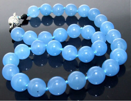 free shipping &gtNecklace Blue Necklace Round Beads Knotted Choker Candy AA | Украшения и аксессуары