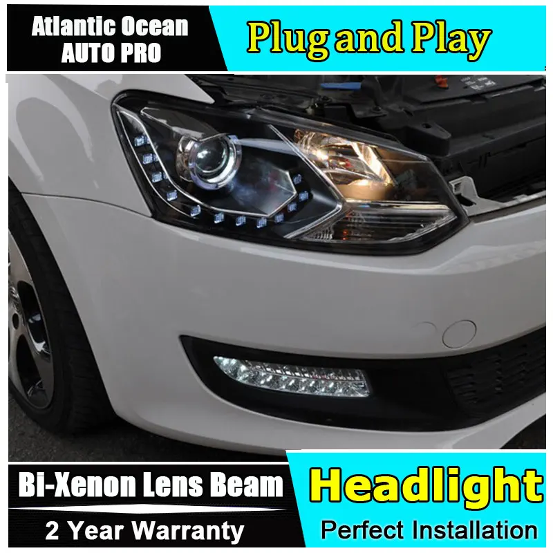 Новый головной светильник для vw поло s 2011-2018 би ксенон объектив Тюнинг