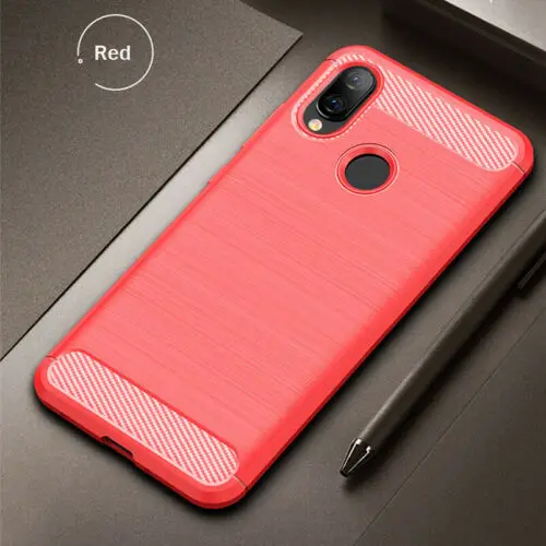 Темно-красный Углеродное волокно силиконовый чехол для XiaoMi RedMi 7 Y3 5 Plus 5A 6A S2 Примечание 5 6 7 Pro XioMi Mi PocoPhone F1 A1 A2 8 Lite Mi9 крышка - Цвет: Темно-красный
