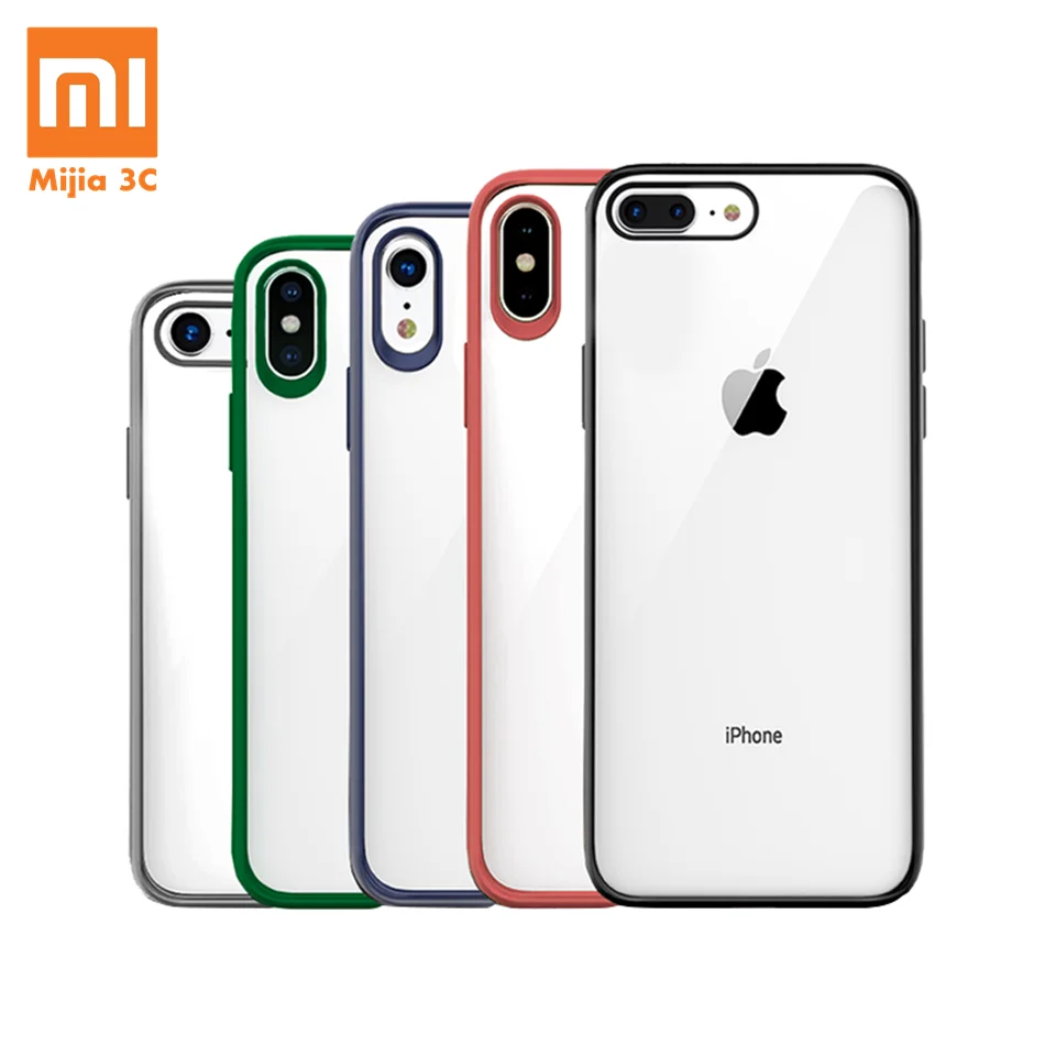 Xiaomi чехол для телефона для iPhone X XR XS Max 8 7 Plus прозрачный из ТПУ и ПК чехол противоударный цветной каркас задняя крышка
