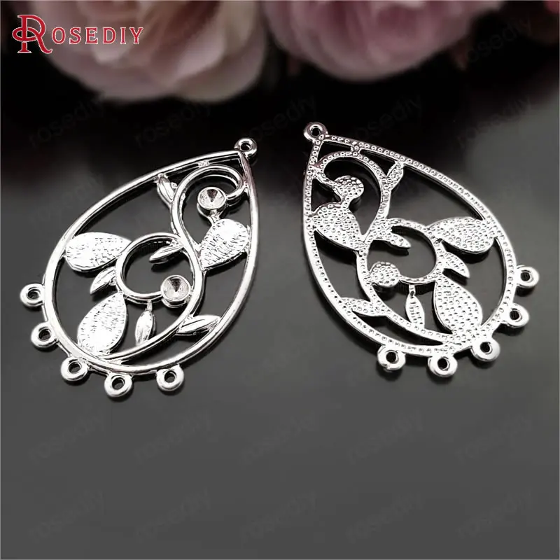 (31524)20PCS 43x27MM Silver Color Zinc Alloy Drop Earrings Connector Charms Diy Jewelry Findings Accessories Wholesale | Украшения и