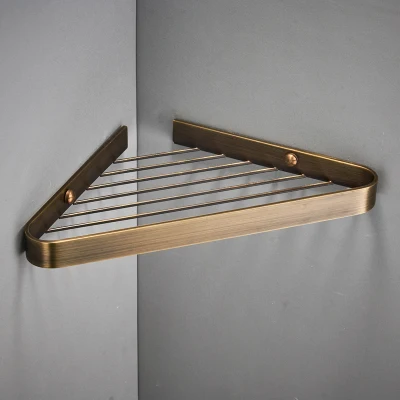 antique Corner Shelf Brass Bathroom Shower Rack Black Oil Bath Shower Shelf Bath Shower Caddy Rack Holder Wall Mounted Bathroom shelf - Цвет: antique